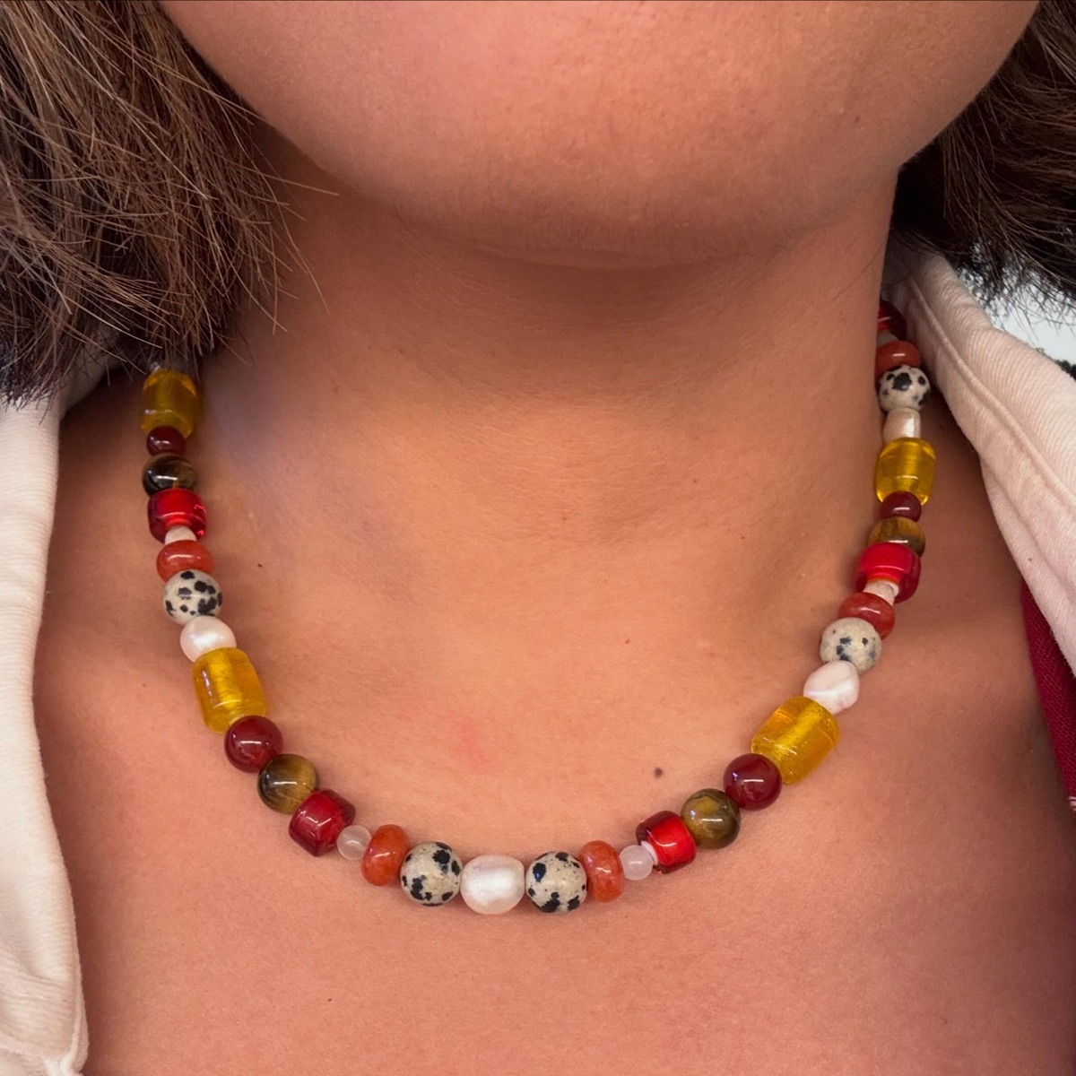 Amber Glow Necklace worn
